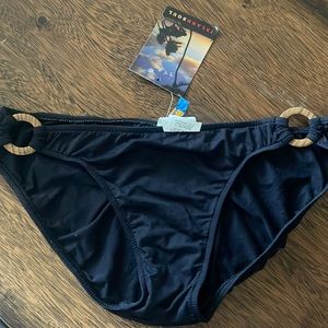 Black bikini bottom with wood rings